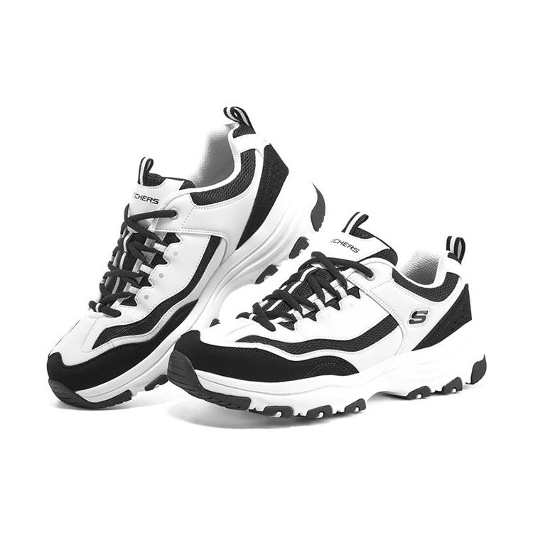 Skechers I-Conik Oreo Mesh Leather Fabric Comfortable Versatile Low-Top Lifestyle Casual Shoes Men Sneaker White Black 8790161-WBK