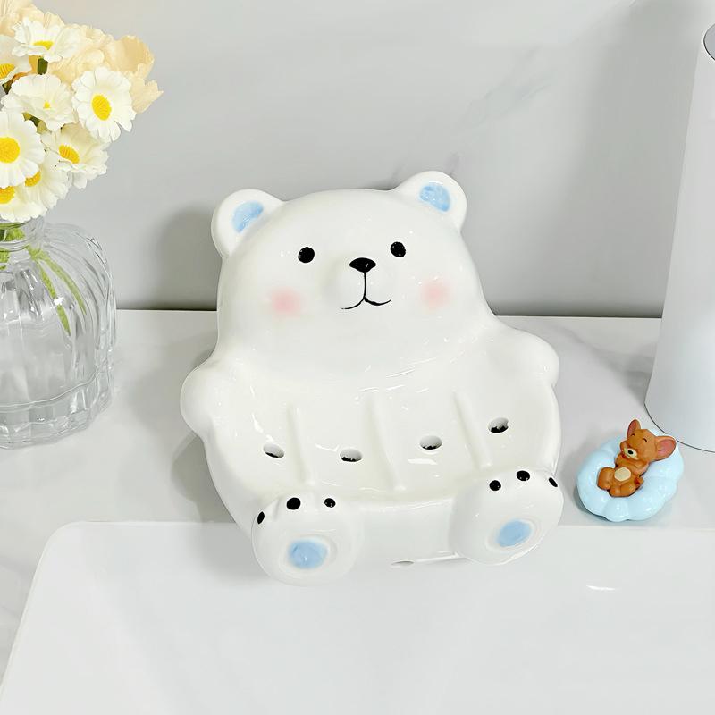 Creative Panda Drain Soap Box with No Water Accumulation Soap Box Standing No Punching Bathroom Toilet Soap Dish Home Use