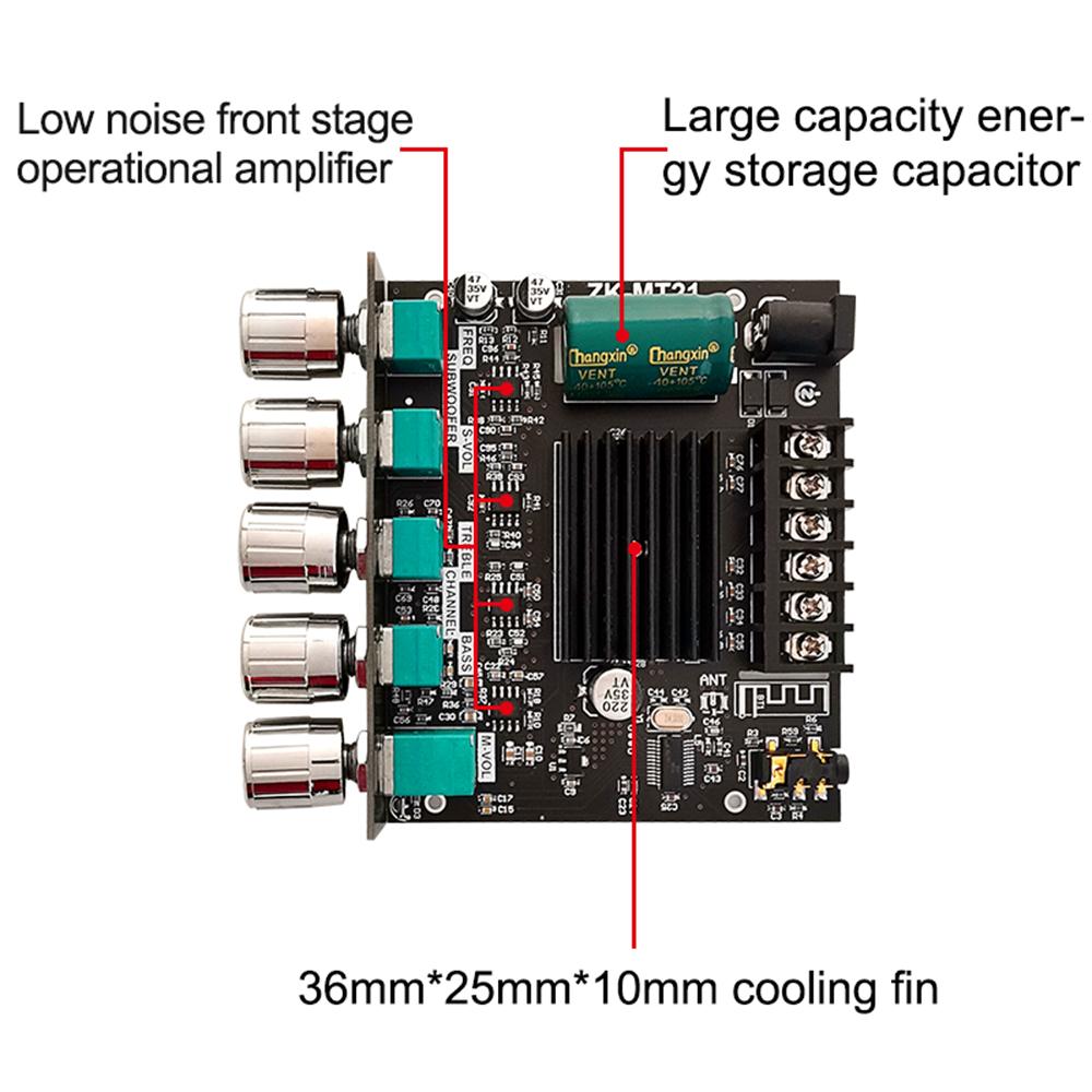 MT21 Channel Bluetooth 5.0 CS8673E 2.1 Subwoofer Amplifier Board 50W X 2+100W Power Audio Stereo Amplifier Board Bass AMP AUX