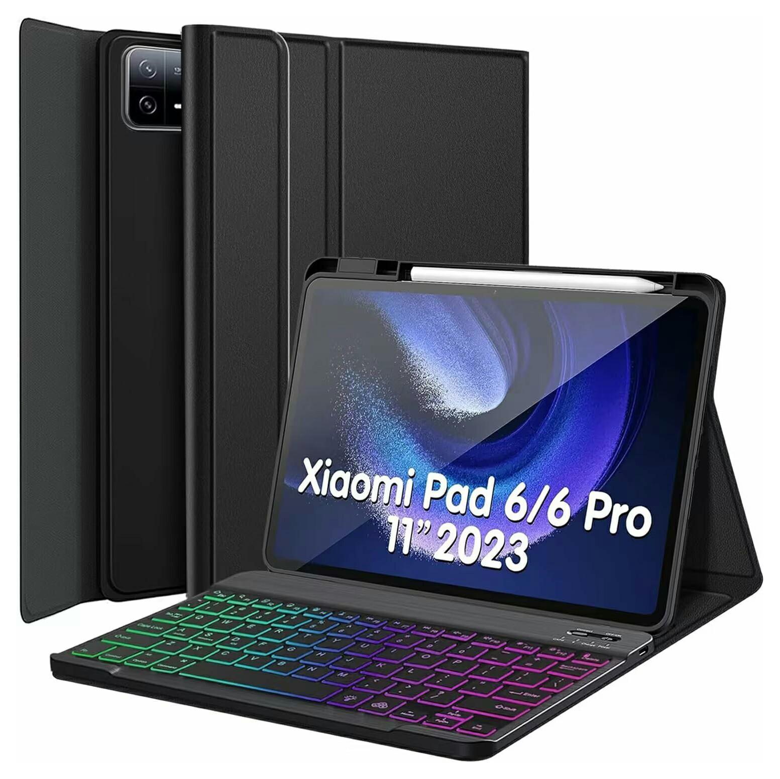 

RGB-MI6/6pro For Xiaomi Pad 6 Pro/Pad 6 RGB Backlit Bluetooth-Compatible Keyboard Leather Case with Pen Slot A