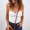Top a tubo senza spalline con nodo frontale da donna Top corto a coste senza maniche Y2K Casual da sera