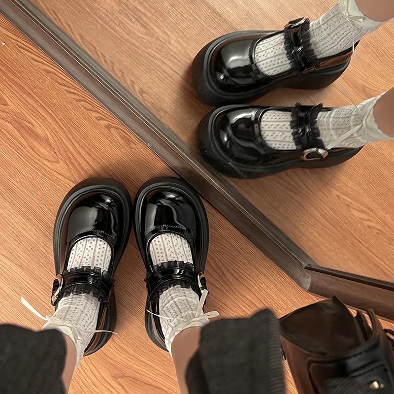 Fashion 2025 New Mary Janes Women's High Heels Round Toe Med Heel Classics Daily & Dress Pumps Women Lace Buckle Strap Shallow Shoes