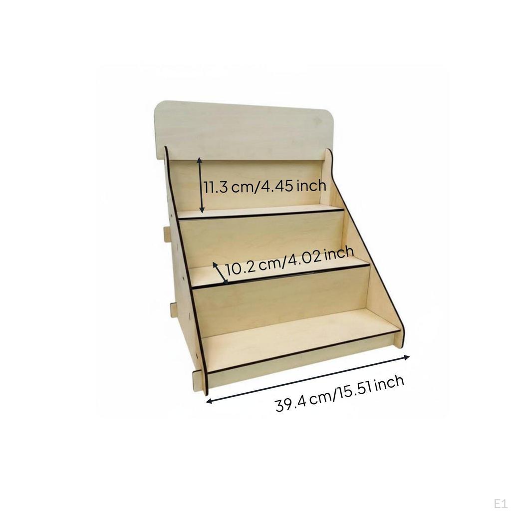 Desktop Display Shelf Portable Tiered Rack MultiTier for Countertop Wood