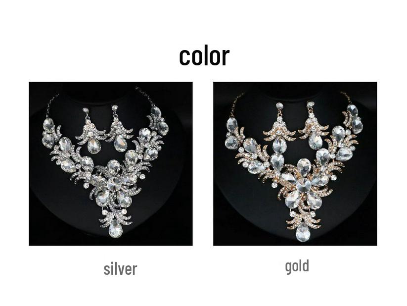 Collier Pendentif Exagéré en Agate Rubis pour Tenue de Mariée