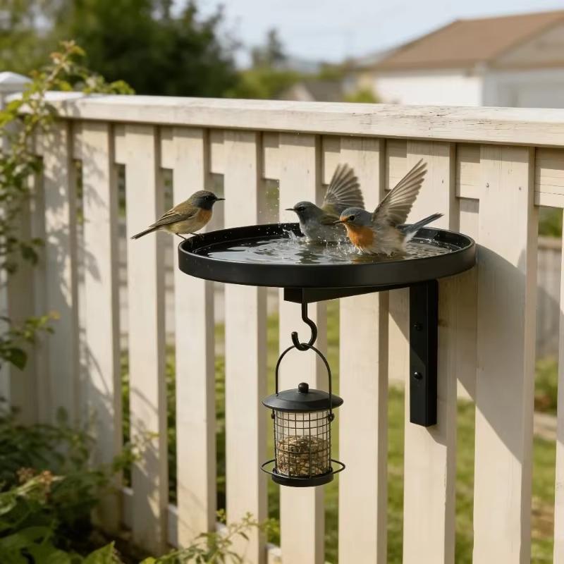 Hook Design Iron Wall Bathtub Bird Feeder Easy Install Weather Resistant Outdoor Courtyard Ornament