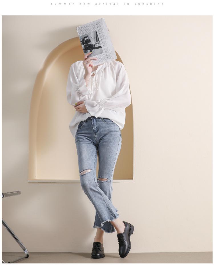 Women's British Style Black Leather Loafers - Soft-Soled, Mid-Heel, Flat Work Shoes for Autumn 2025