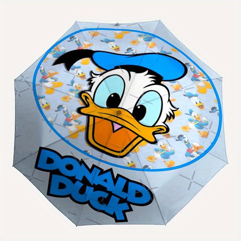 1pc Donald Duck Theme Pattern Beautiful Looking Automatic Folding Umbrella, 3 Folding, 8 Iron Frame Design, Durable and Suitable for Travel