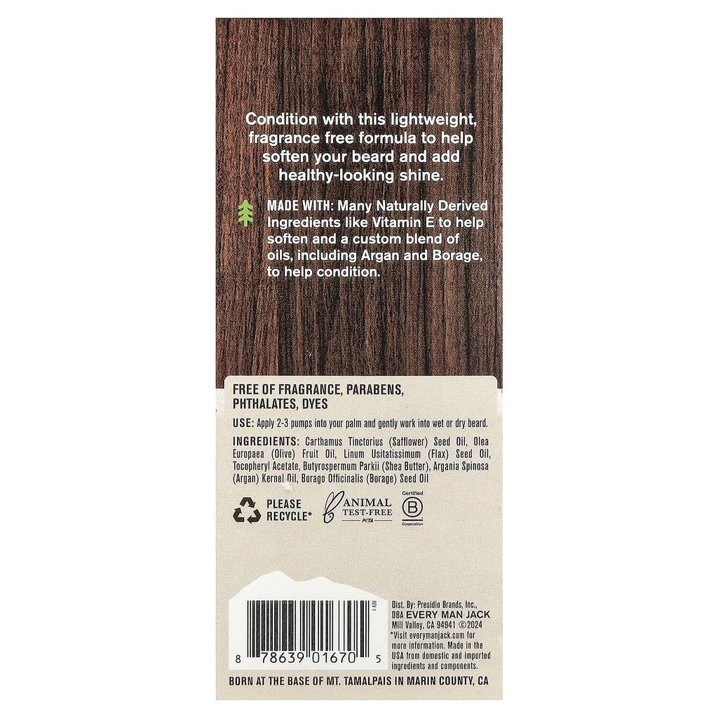 Every Man Jack, Beard Oil, Unscented, 30ml (1fl Oz)