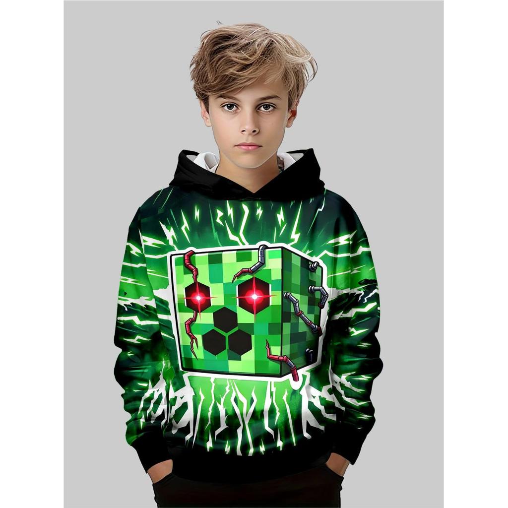 Kinderbekleidung Junge mit Kapuze langärmlig 3D-gedruckt Kinder Frühling und Herbst lässige Mode Pullover