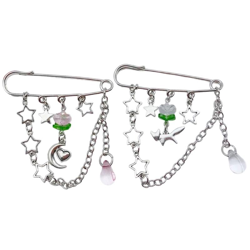 Flower Pin Clothing Jewelry Sweater Shawl Clip Decorative Chain Pin Alloy Material Clasp Pin Lapel Pin for Daily Party