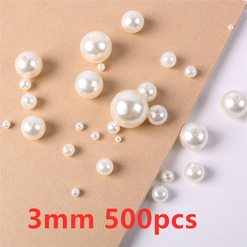 

500pcs 3 4 6 8 10 mm Imitation Pearl Beads With Hole Beading Accessories Acrylic Necklace Bracelet Spacer Beads Jewelry Making бежевый