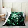 Mushroom Skull Fleece Blanket Halloween Moon Night Neon Blue Throw Blanket for Sofa Adults Mysterious Jungle Gothic Skeleton Sof