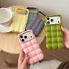 Custodia per Telefono Cover Case Colore Solido Lucido Opaco Placcata con Motivo a Griglia per Pane Stereoscopico Creativo per iPhone 17 16 15 14 13 12 Pro Max