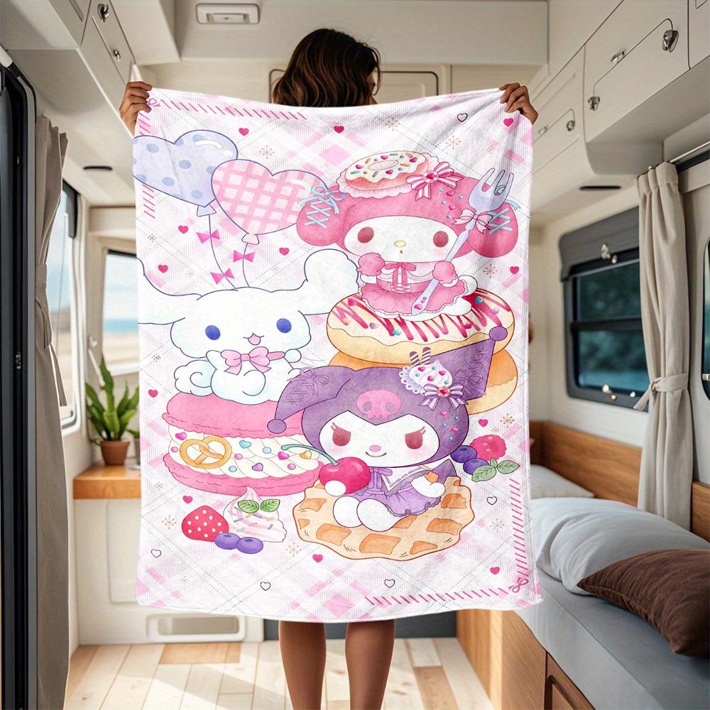 

1pc Sweet, Kuromi.MyMelody RV Blanket, Digital Printed Flannel Blanket, Multi-Purpose Four Seasons Hypoallergenic Quilt for Sofa, Bed, Offic 130x150cm