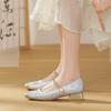 Square head Mary Jane shoes spring and autumn temperament commuting light mouth single shoes with cheongsam