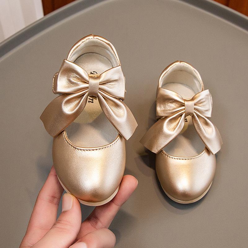 Girls' Princess Leather Shoes New Shoes for Girl Bow Girl Single Shoe Fashion Girl Heels Childrens'  Party Shoe Zapatos De Niña