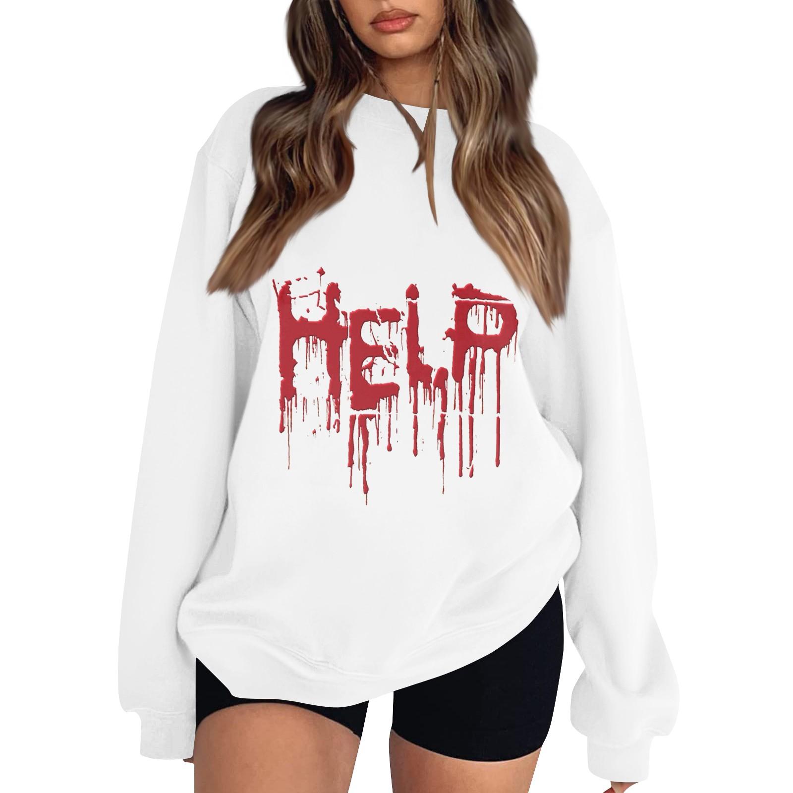 

Women s Fashion Casual Long Sleeve Halloween Printed Neck Sweatshirt Top S