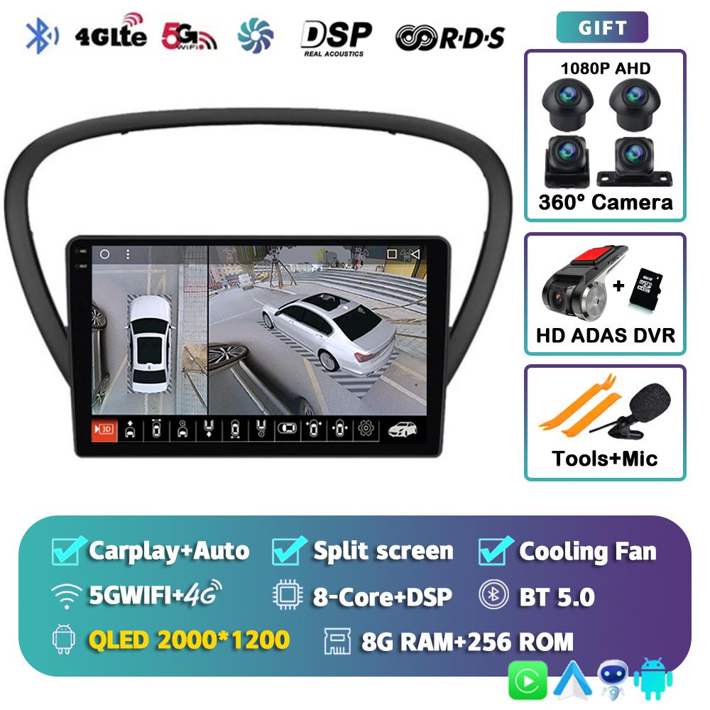 Android 14 Wireless Carplay Auto Car Radio For Peugeot 607 2002-2010 Multimedia Video Player Navigation GPS Stereo 2din 2DIN DVD