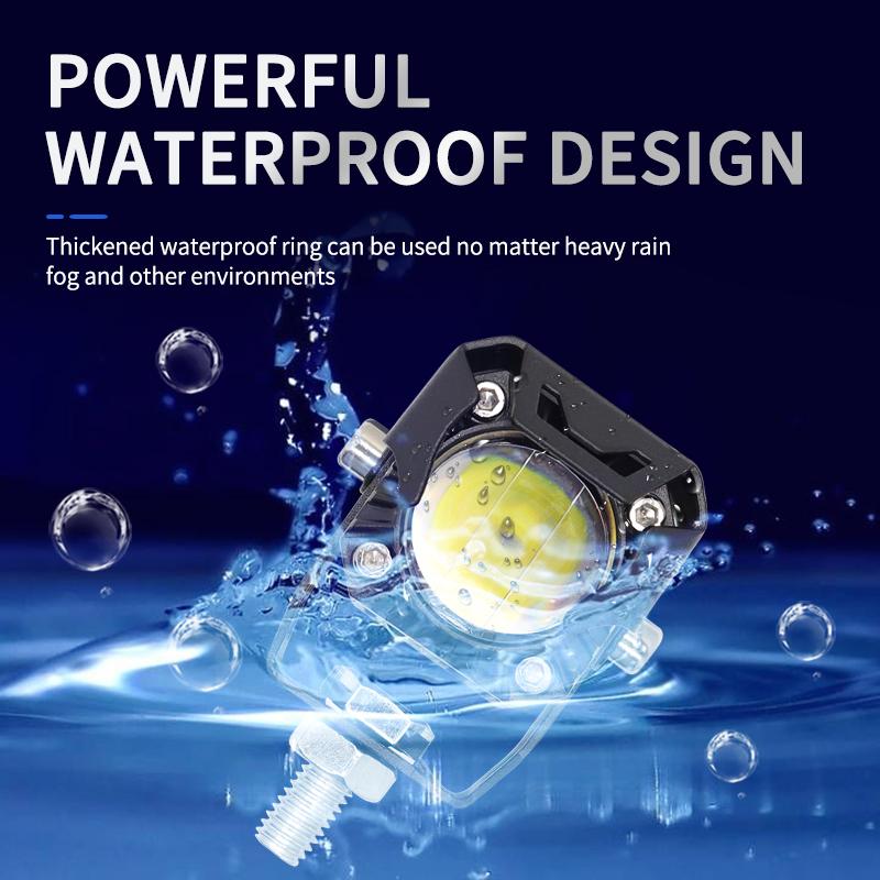 1 Pair Motorcycle Fog Light 3,000LM Amber White Red Strobe Lights 5 Modes Offroad Work Lights Spotlight LED Driving Light