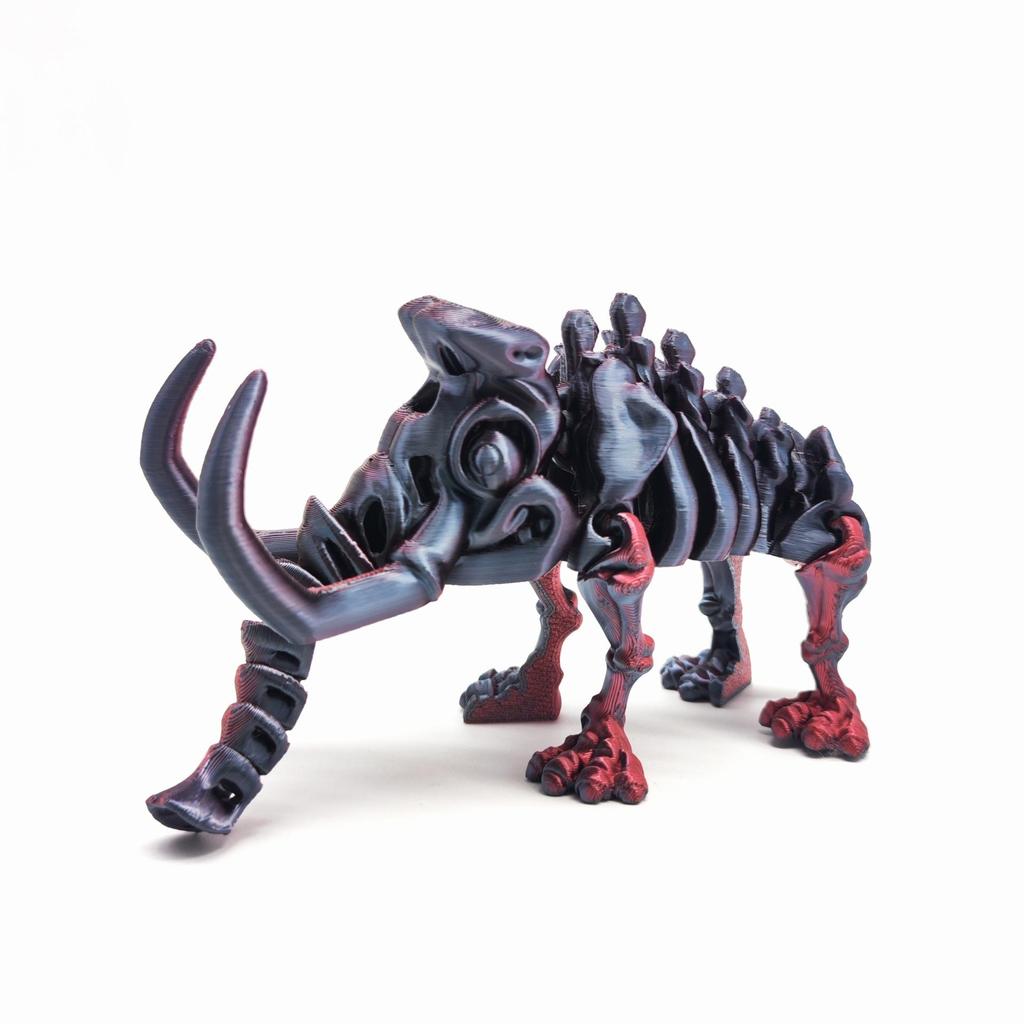3D Printed Fully Articulated Mammoth Skeleton Model – Desktop Ornament