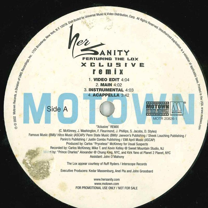 

12inch Record HER SANITY, THE LOX - Xclusive (Remix) MOTR208261 Motown 2002 US Rap & Hip-Hop/R&B Used