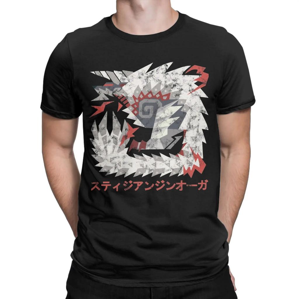 Herren T-Shirts Monster Hunter World Iceborne Stygian Zinogre Kanji Hipster Baumwolle T-Shirt Kurzarm T-Shirts Rundhals Oberteile