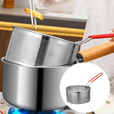 Deep Fry Basket with Ergonomic Long Handle Portable French Fries Chicken Frying for Steak