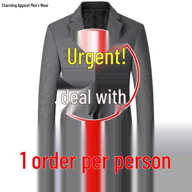 Men's Slim Woolen Windbreaker Jacket - Autumn/Winter 2022, Medium/Long Coat