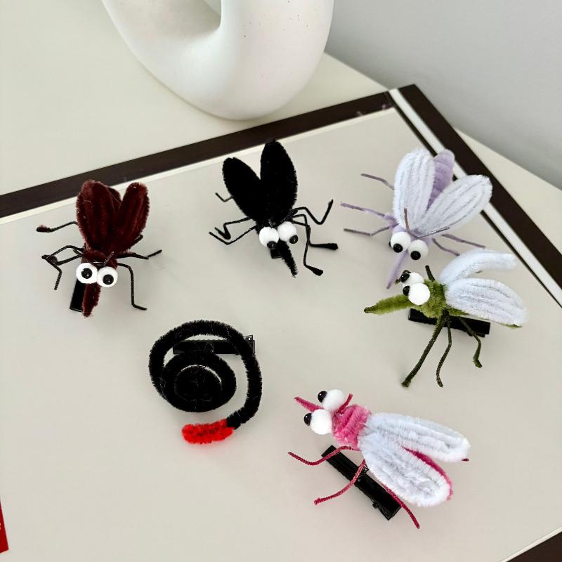 1 Piece Cute Insect Spring Hair Clip Creative Mosquito Plush Toy Hairpin Funny Children Joke Props Photo Prop Girls Decor