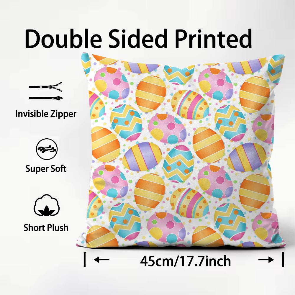 Easter Happy Cushion Cover Plush Fabric Soft DoubleSided Printed Sofa Warm Winter Home Child Gift Pillow Case