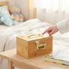 Combination Lock Wooden Piggy Bank Savings Treasure Box with 3 Digit Code Secure Small Safe for Kids Money Storage Box Home