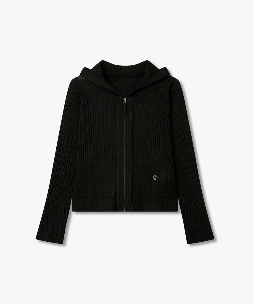 Voice Of Voices Hooded Cable Knit Zip-Up_Black 7156250002
