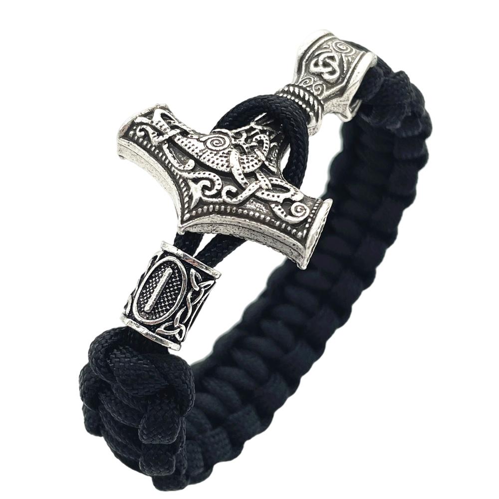 Nostalgia Thor Hammer Viking Bracelet Rune Charms Bead Jewelry For Women Men Norse Vikingo Bangle Dropship
