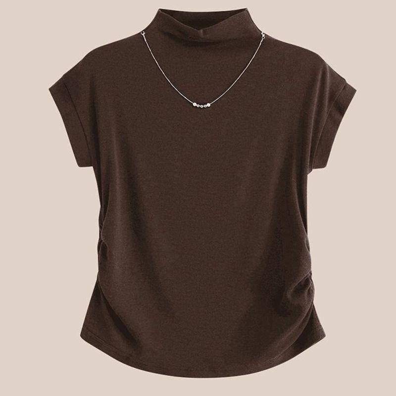 Plus Size Slimming Short-Sleeve Thermal Fleece T-Shirt for Women
