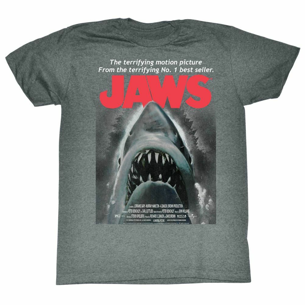 Jaws Beware Graphite Heather Adult T-Shirt XXXL
