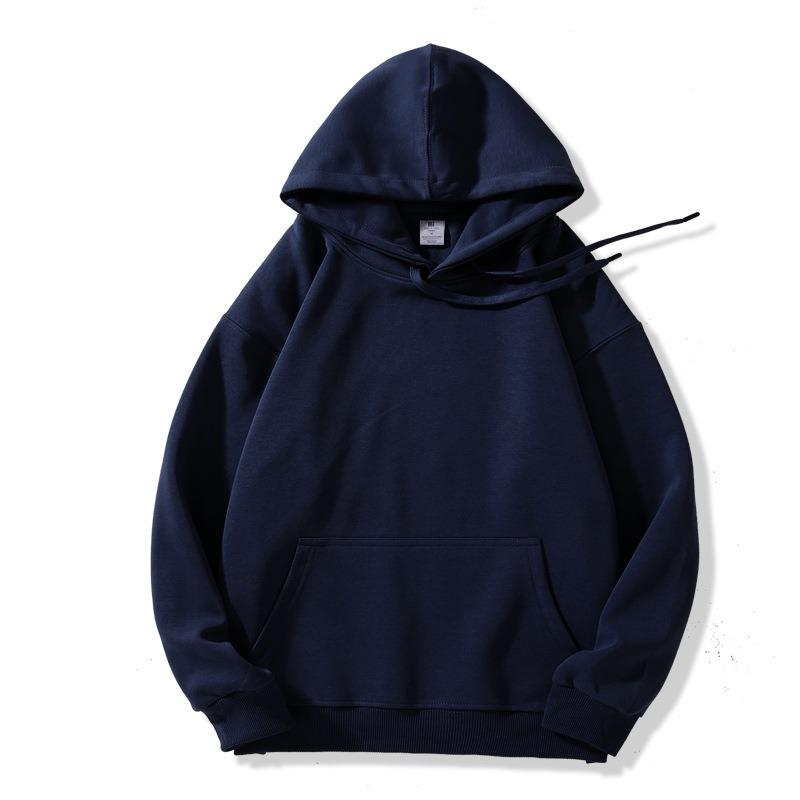 Autumn and Winter Long Sleeve Women Hooded Sweatshirt Loose Plus Size Casual Simple Thick Hooded Jacket Tops Solid Color Drawstring Office Clothing