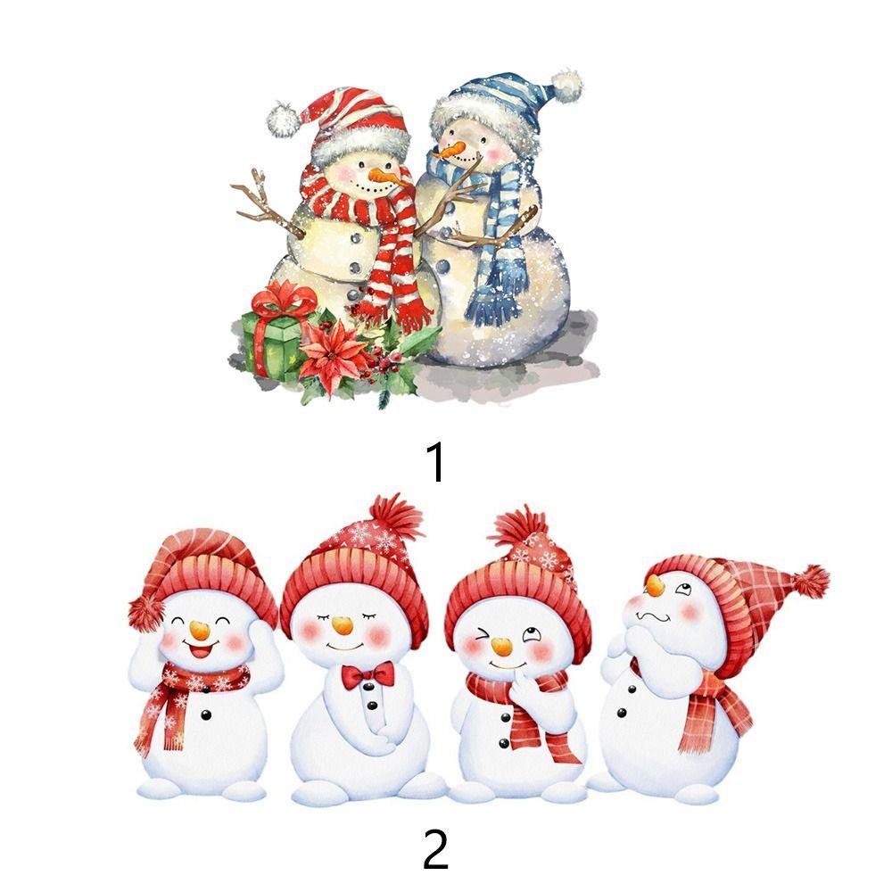 Cartoon Snowman Shopwindow Decals Snowflake Gift Box Xmas Static Sticker  Christmas