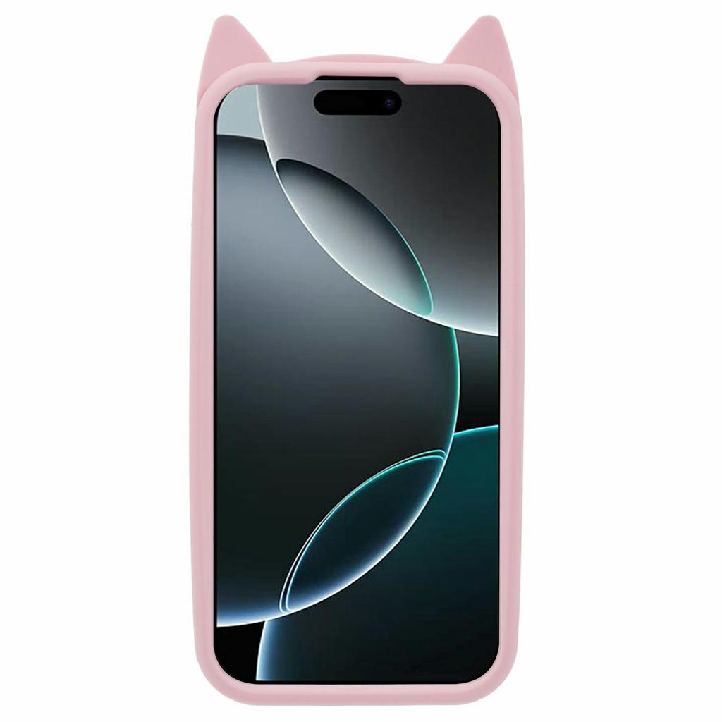 For iPhone 16 Pro Max Silicone Case 3D Moustache Cat Protective Phone Cover