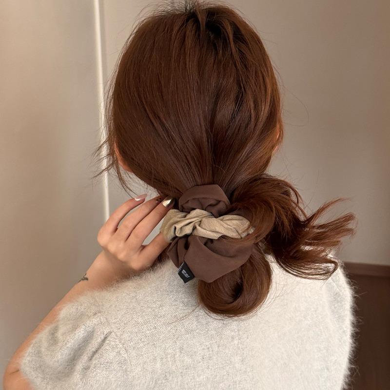 Fashion Double-color Patchwork Hair Bow, Elegant Twisted Hair Tie, Fabric Hair String Accessory