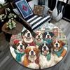 Runder Teppich mit Bernhardiner-Hunden, Teppich für Wohnzimmer, Schlafzimmer, Sofa, Spielzimmer-Dekoration, Rutschfeste Bodenmatte