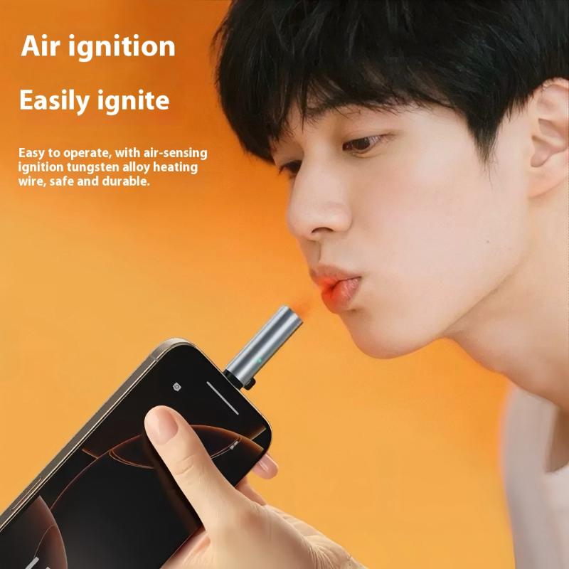 1 Pcs Type-C Portable Low Consumption Mini Electronic Lighter Windproof And Energy Saving Outdoor Phone Lighter