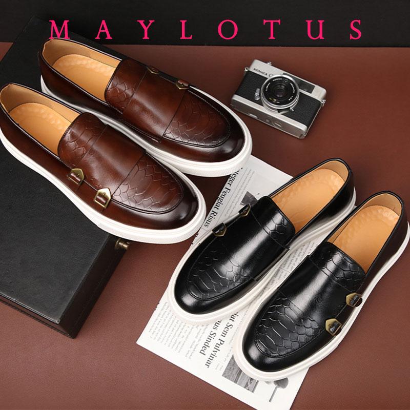 New Arrival Men's Casual Shoes Embossed Leather Men Luxury British Style Penny Loafers Mens Slip-on Thick Sole Flat Shoes