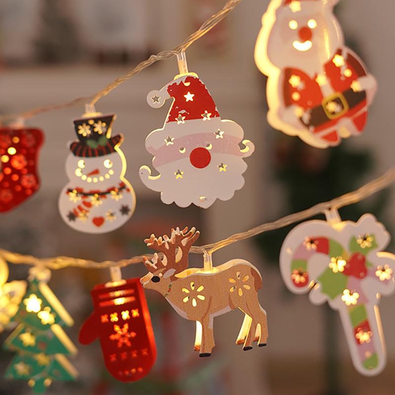 Christmas Deer Snowflake Led String Lights Battery Powered Fairy Lights Xmas Tree Ornament Decoration 2025 Navidad Gift New Year