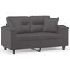 Vidaxl 2-Seater Sofa With Cushions, Gray, 120 Cm, Faux Leather