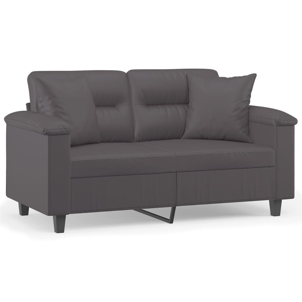 Vidaxl 2-Seater Sofa With Cushions, Gray, 120 Cm, Faux Leather