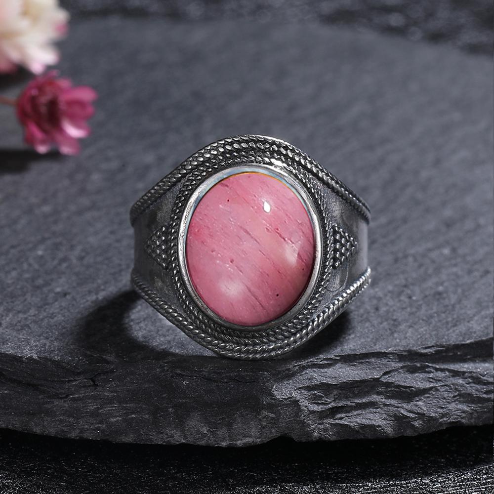 Vintage Purple Charoite Ring for Women Men Antique CopperPlated Engraved Oval Natural Stone Ring,Band Party Gift for Her Him