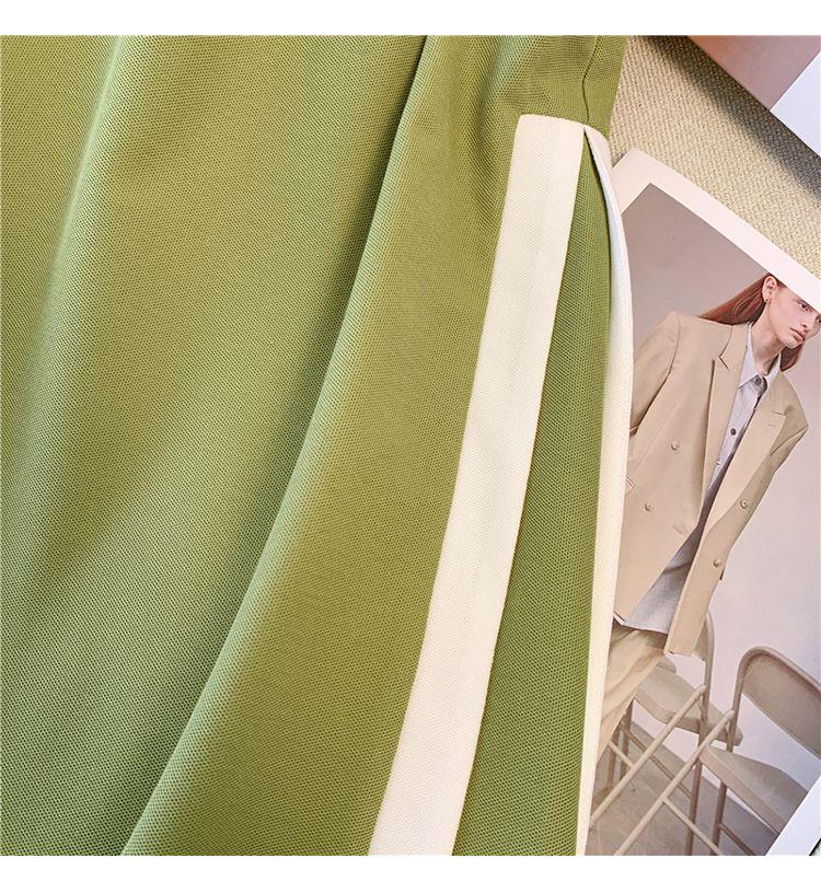 Rochie A-line patchwork cu blocuri de culoare și guler polo mărime plus (Vară, Lungime medie, Reducere a vârstei)