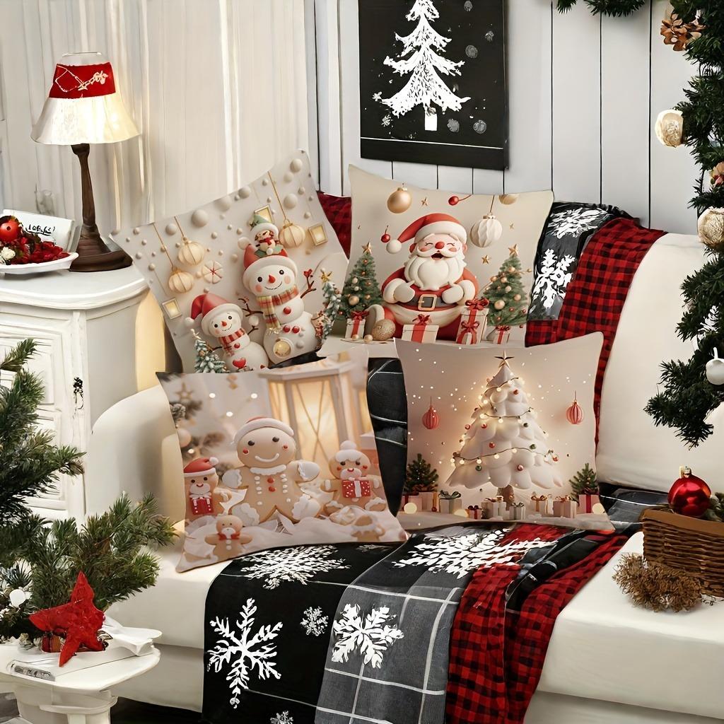 Christmas Decoration Pillowcase New Year Gift Santa Claus Snowman Pillow Cover Home Room Decoration Sofa Cushion Cover