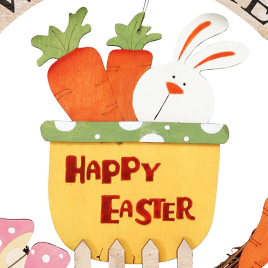 Happy Easter Wreath Egg Pendant Welcome Sign for Party Festival Decoration