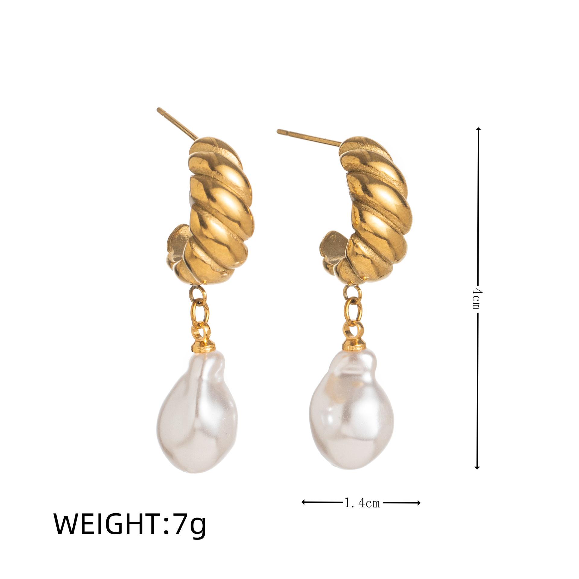 European-American Irregular Pearl Stud Earrings: INS Design, Elegant Gold-Plated, 18K Gold Color Retention